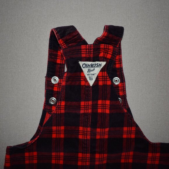 OshKosh Buffalo Plaid  Velour Jumper Dress 9 Months - Picture 6 of 7